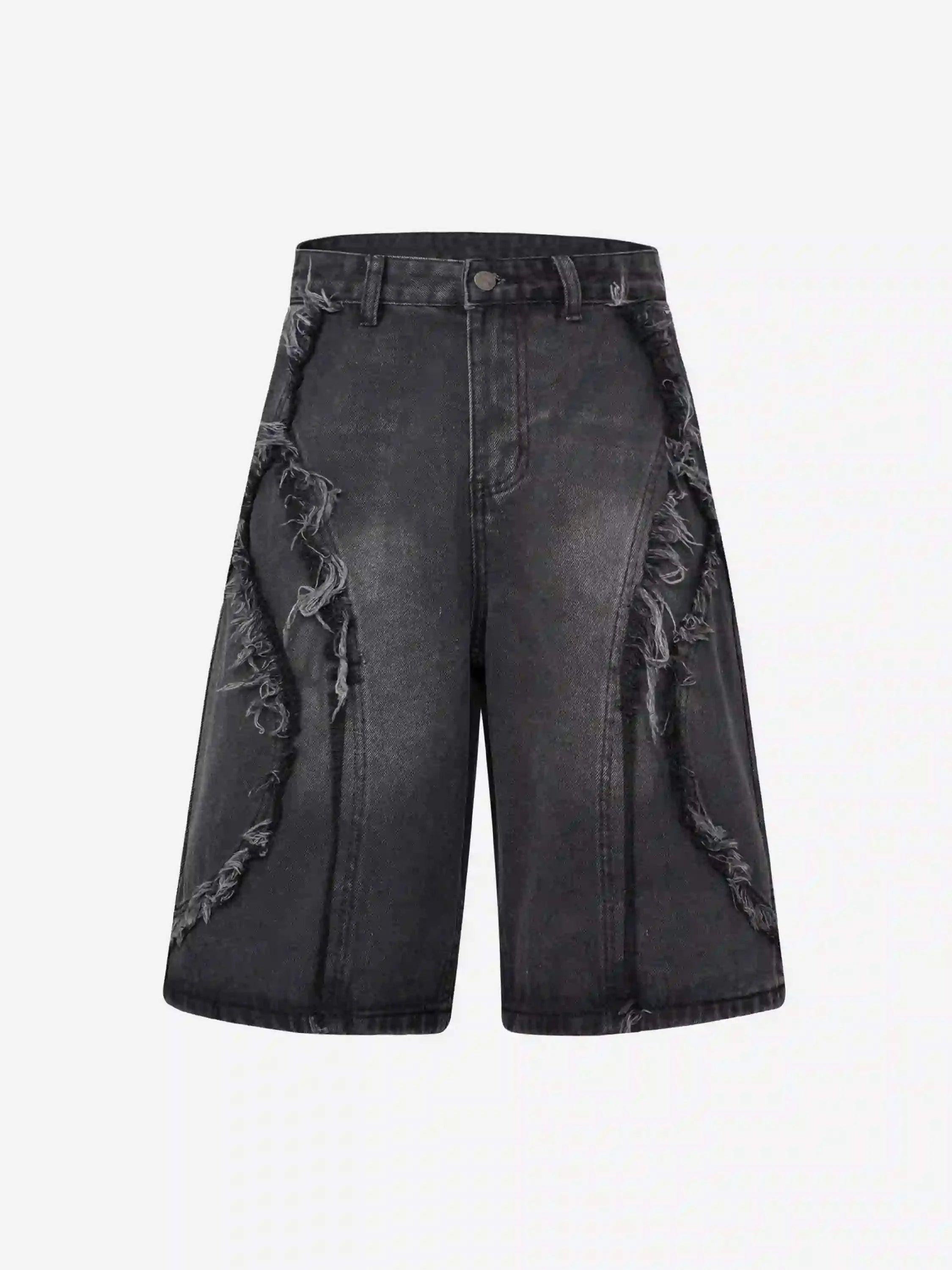 Clean Fit Whisker Patchwork Cropped Denim Jorts