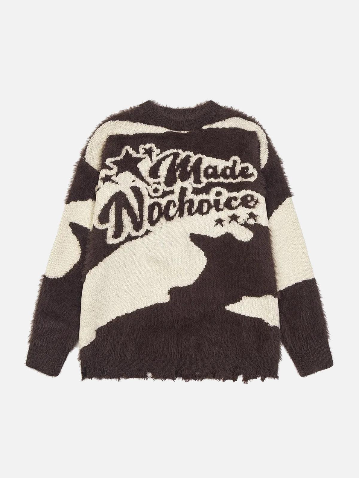Color Block Letter Jacquard Sweater