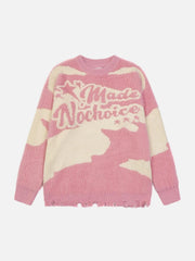 Color Block Letter Jacquard Sweater