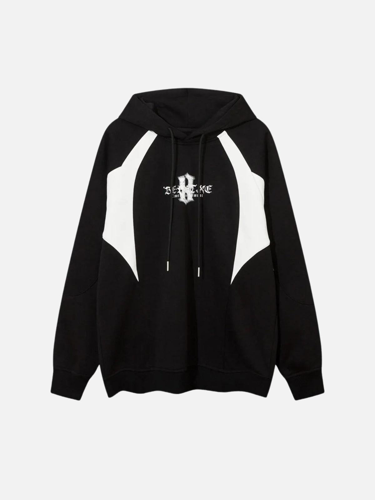 Color Blocking Gothic Letter Hoodie
