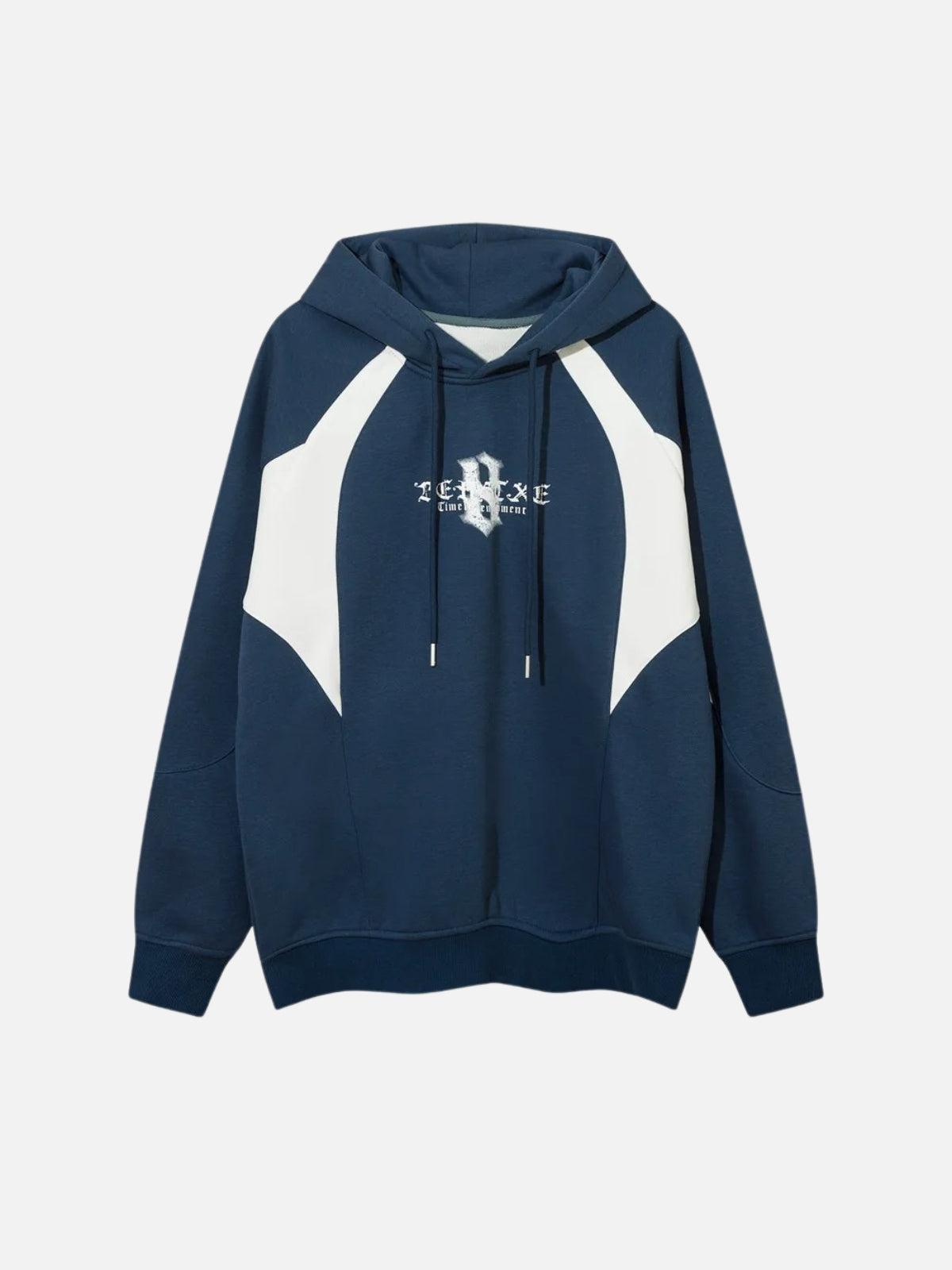 Color Blocking Gothic Letter Hoodie