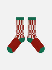 Color Blocking Plaid Mid-Calf Socks