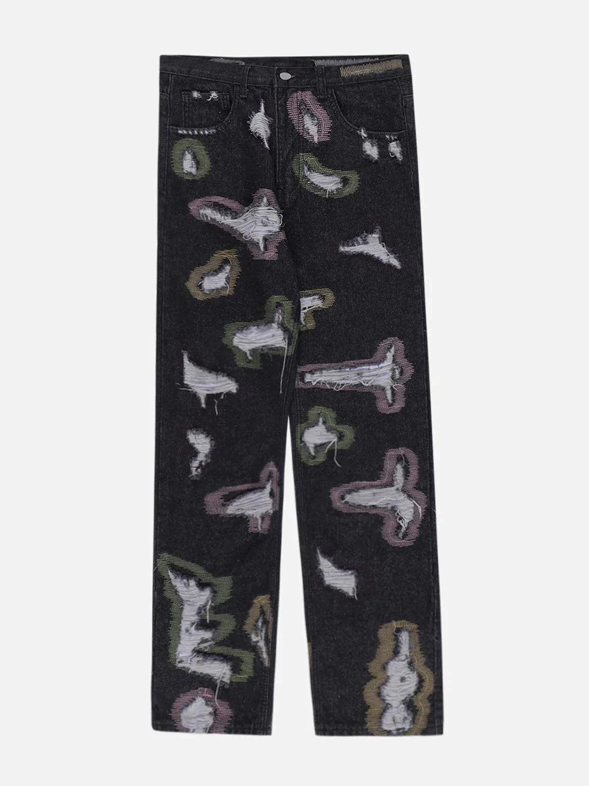 Colorful Hole Jeans