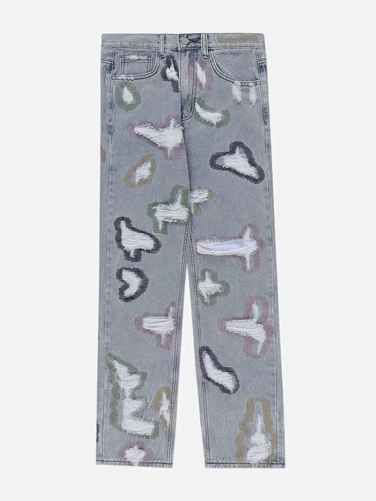Colorful Hole Jeans