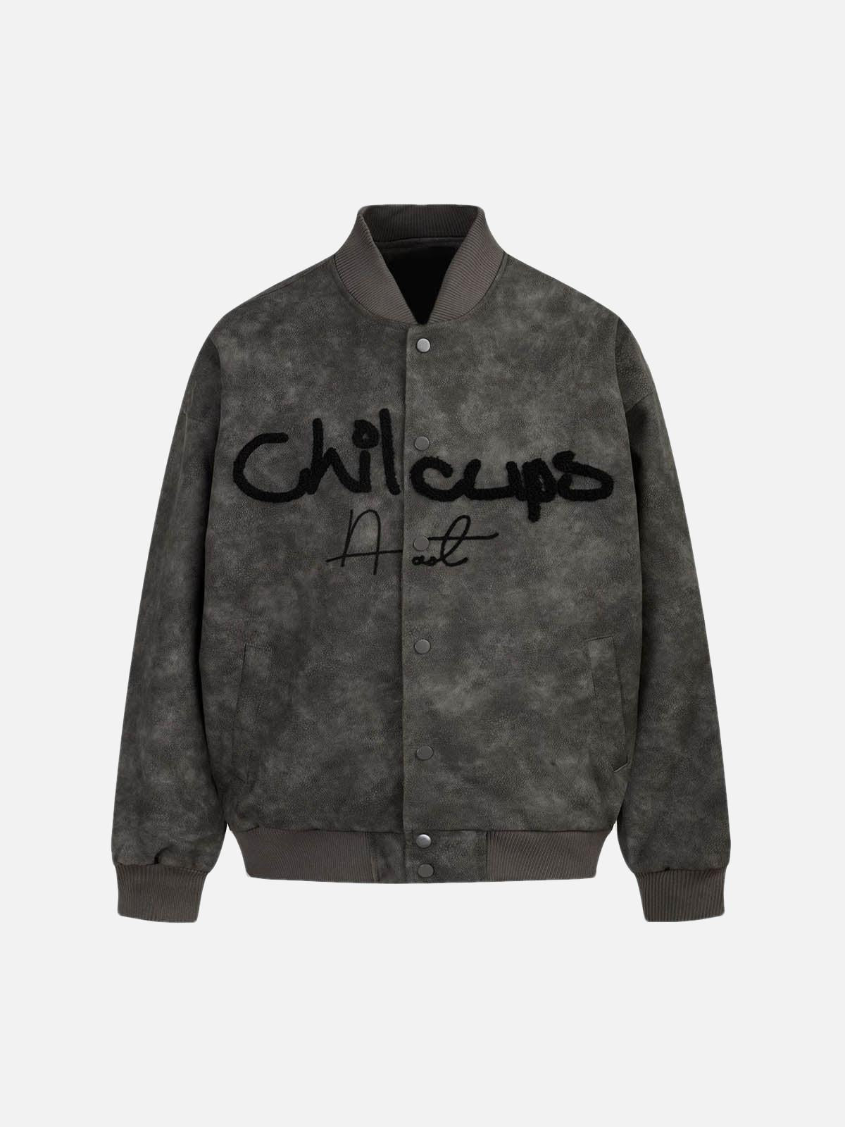 Contrast Color Embroidery Bomber Jacket