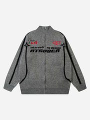 Contrast Color Racing Zip-Up Cardigan