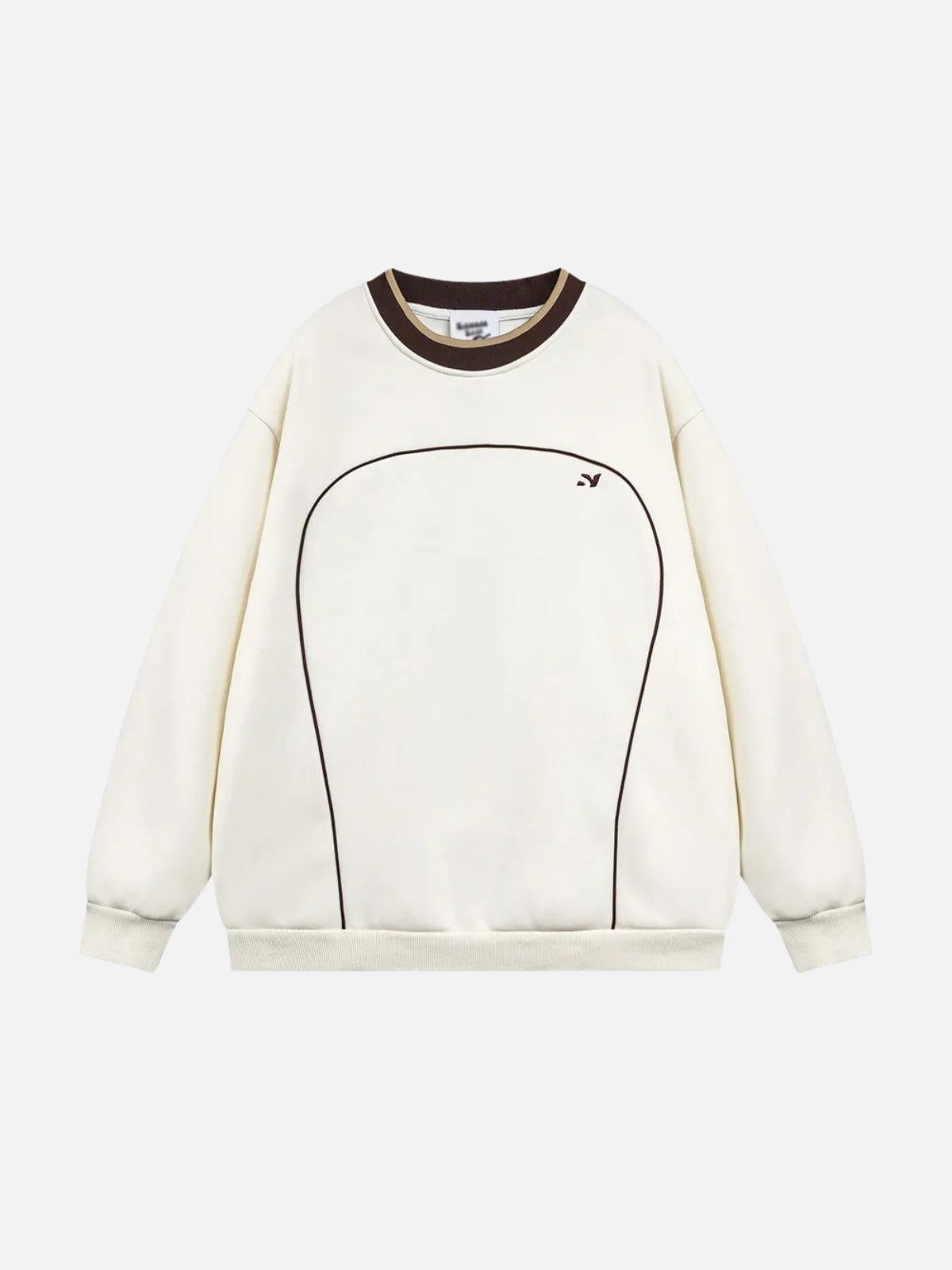 Contrast Paneled Embroidery Sweatshirt