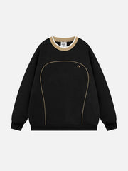 Contrast Paneled Embroidery Sweatshirt