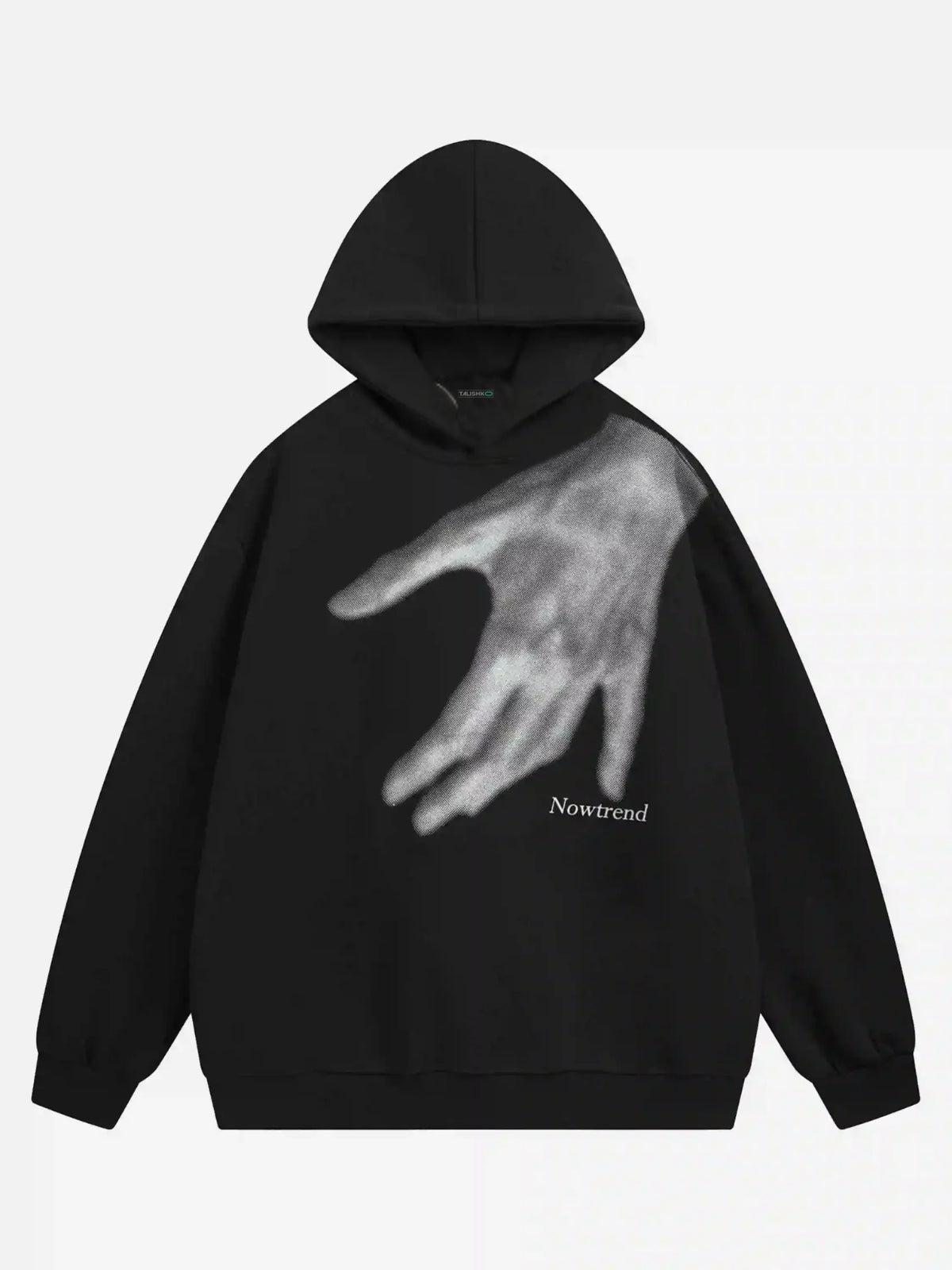 Creative Handshake Print Hoodie
