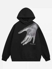 Creative Handshake Print Hoodie