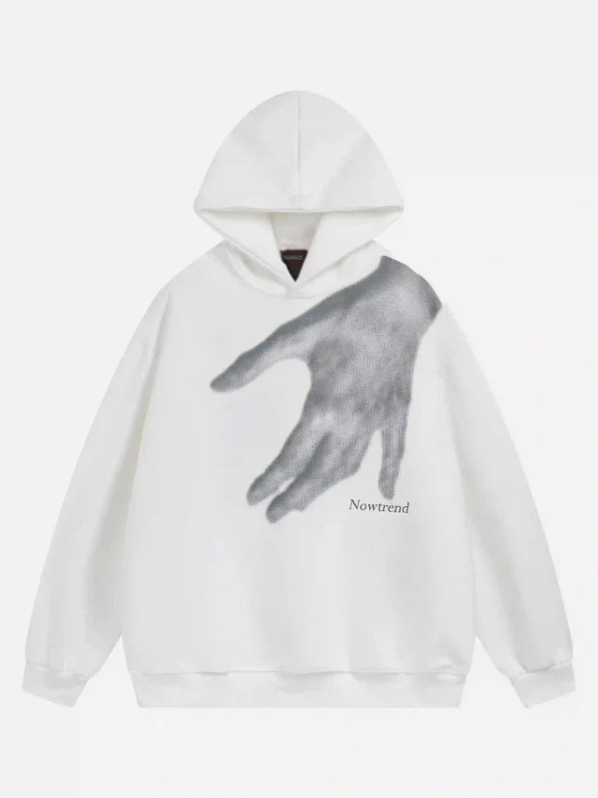 Creative Handshake Print Hoodie
