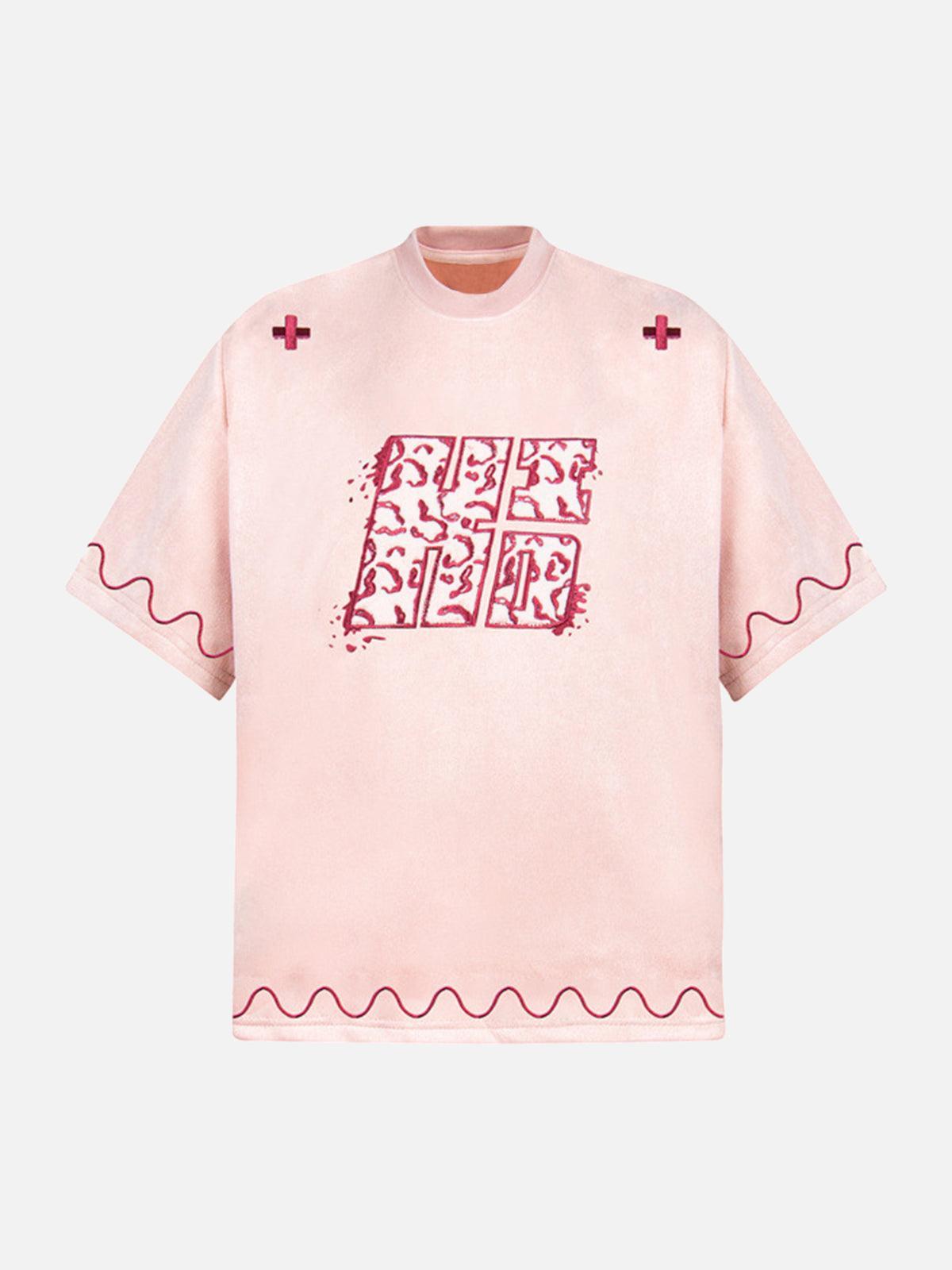 Cross and Wave Print T-Shirt