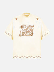 Cross and Wave Print T-Shirt