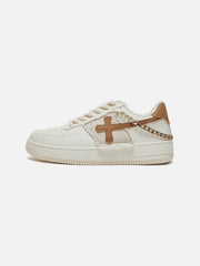 Cross Graphic Chain Design Raw Edge Casual Shoes