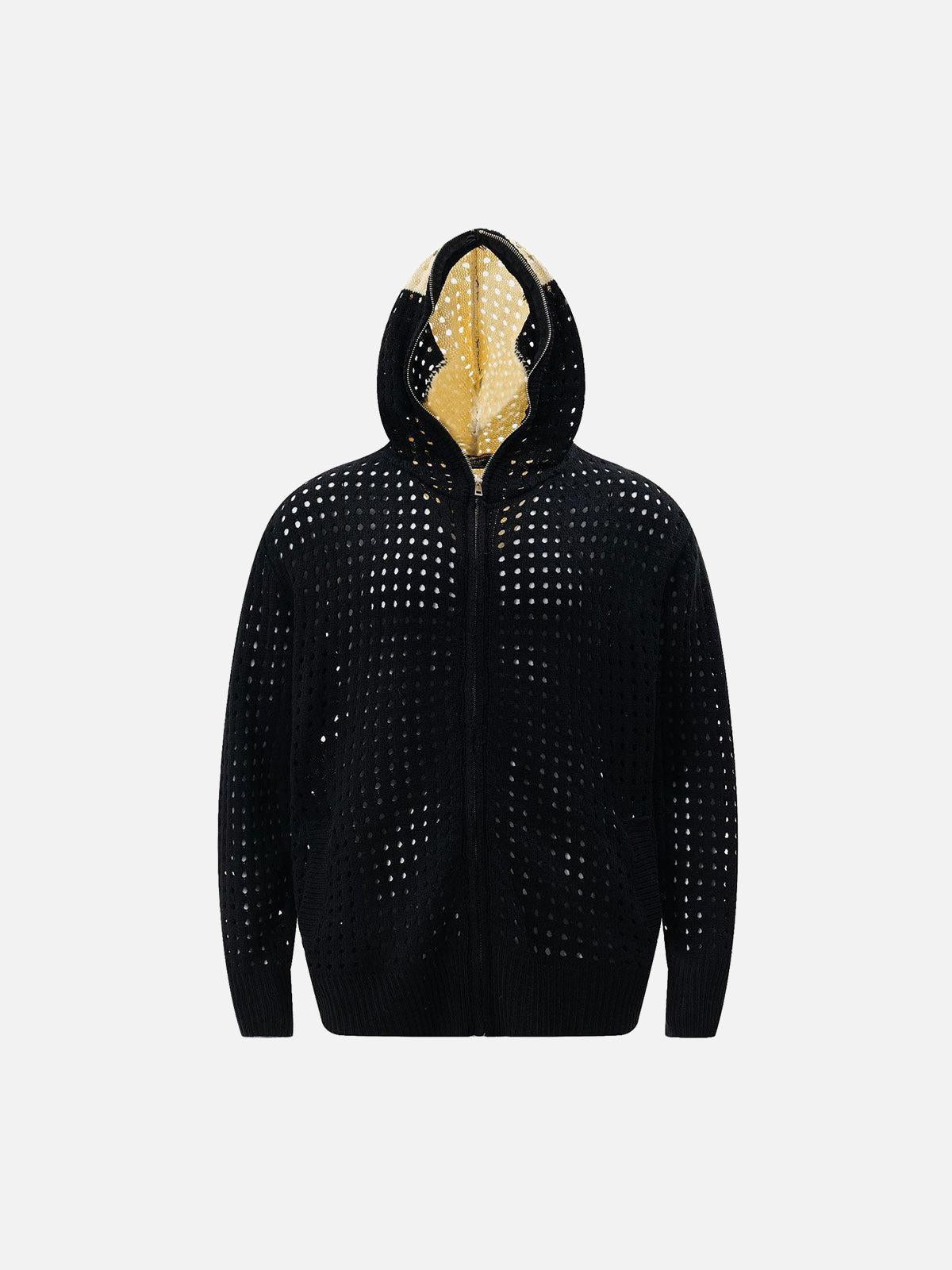 Cross Jacquard Full Zipper Hooded Jacket