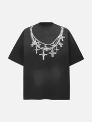 Cross Necklace Graphic T-Shirt