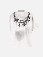 Cross Necklace Graphic T-Shirt