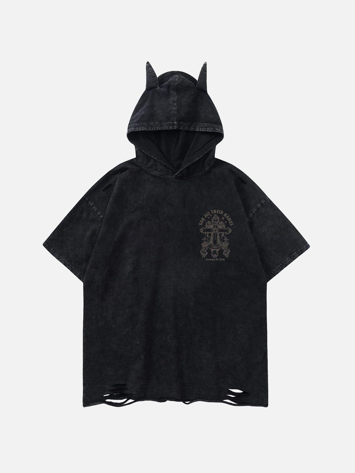 Crossprint Washed Hooded Tee