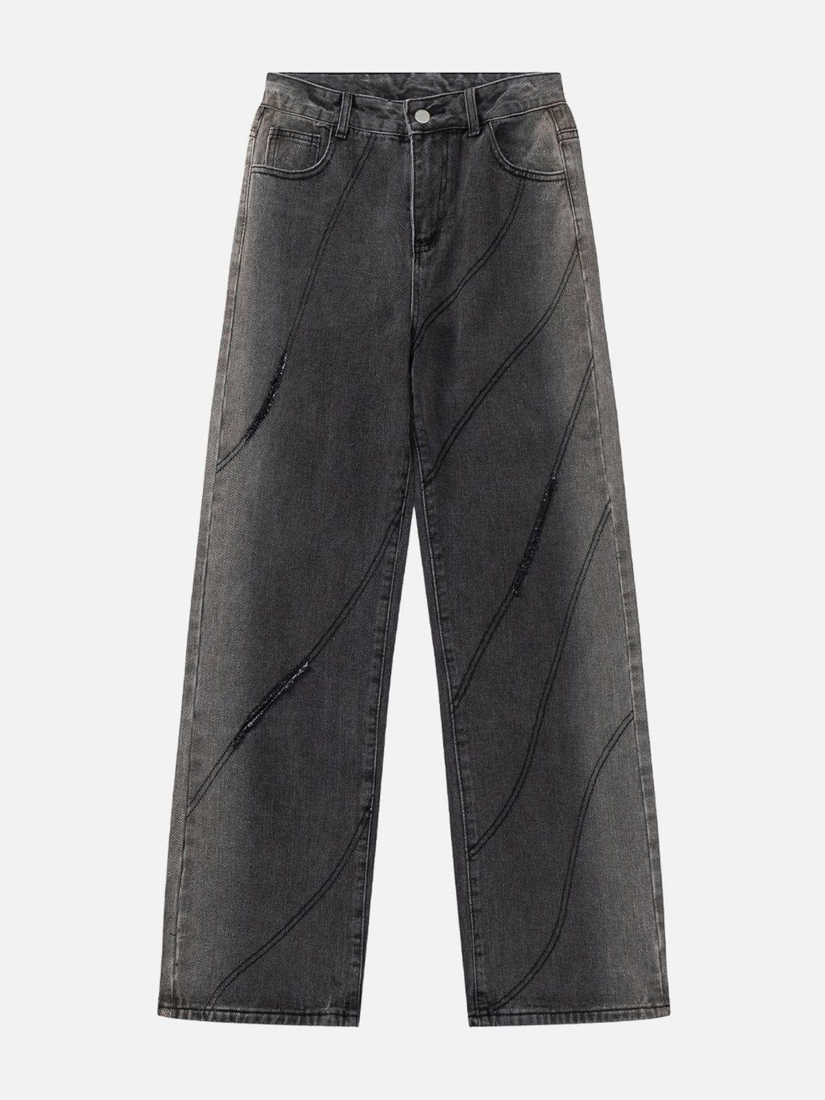 Cut Fringe Washed Jeans