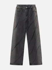 Cut Fringe Washed Jeans