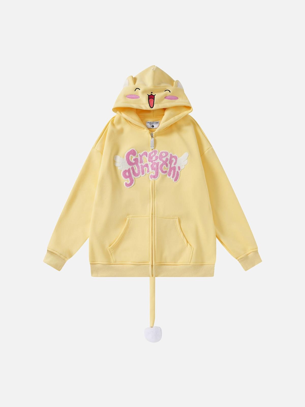 Cute Tail Design Zip-Up Hoodie