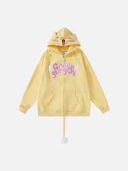 Cute Tail Design Zip-Up Hoodie