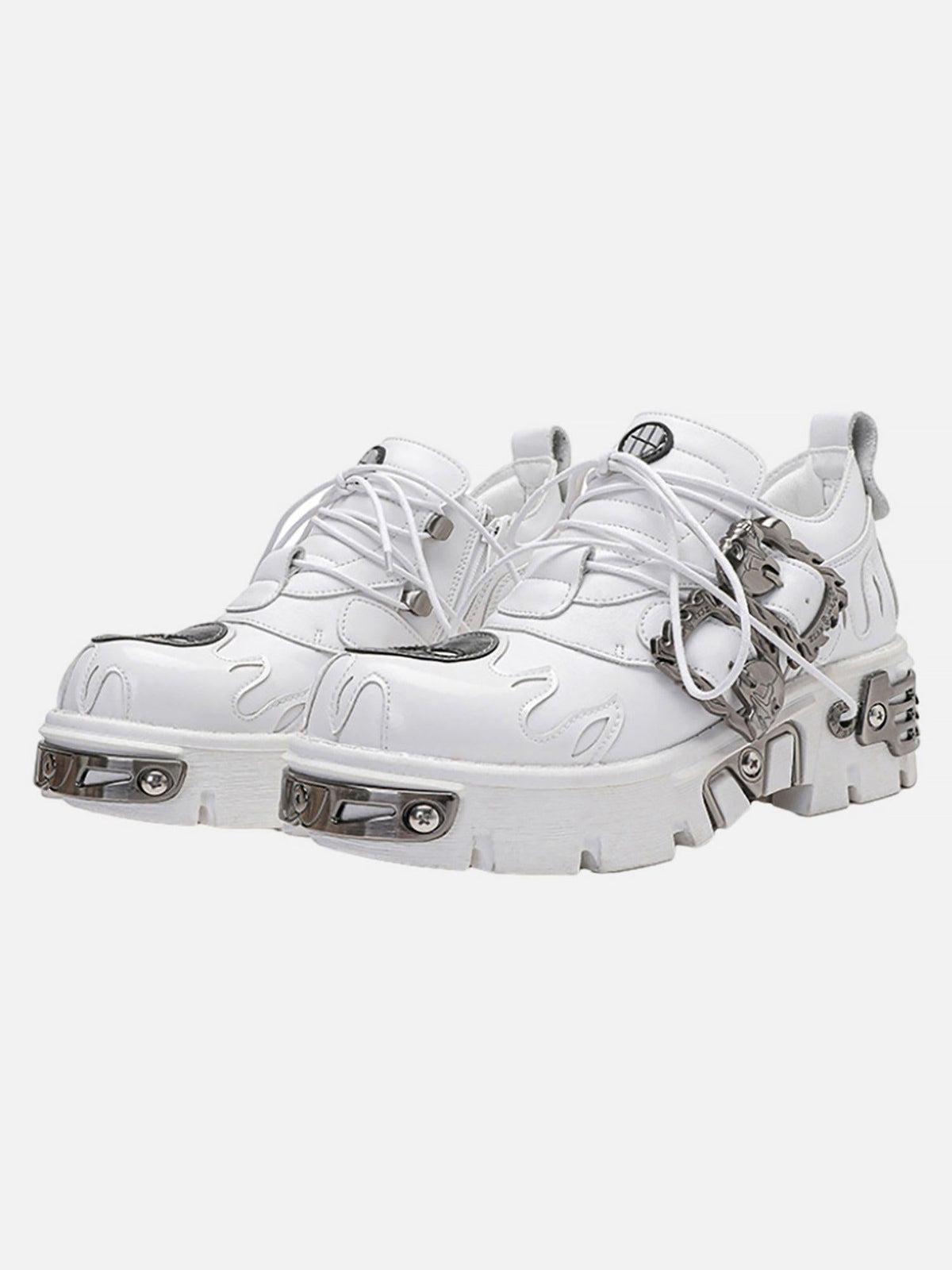Dark Metal Heavy-Soled Small Leather Shoes
