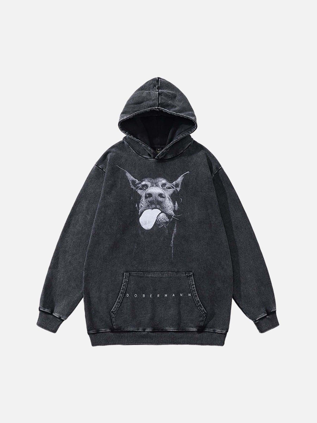 Dark Series Doberman Print Hip-Hop Old Hoodie
