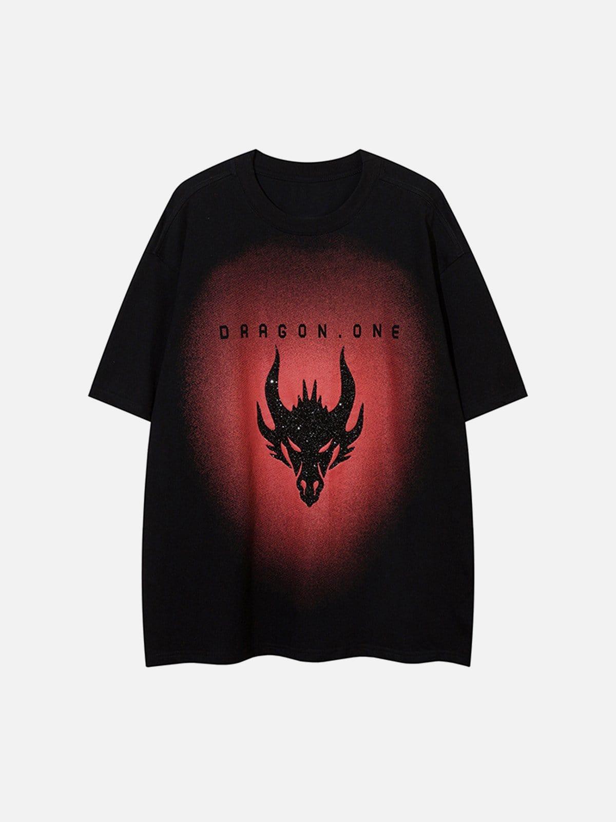 Dark Style Dragon Print Tee