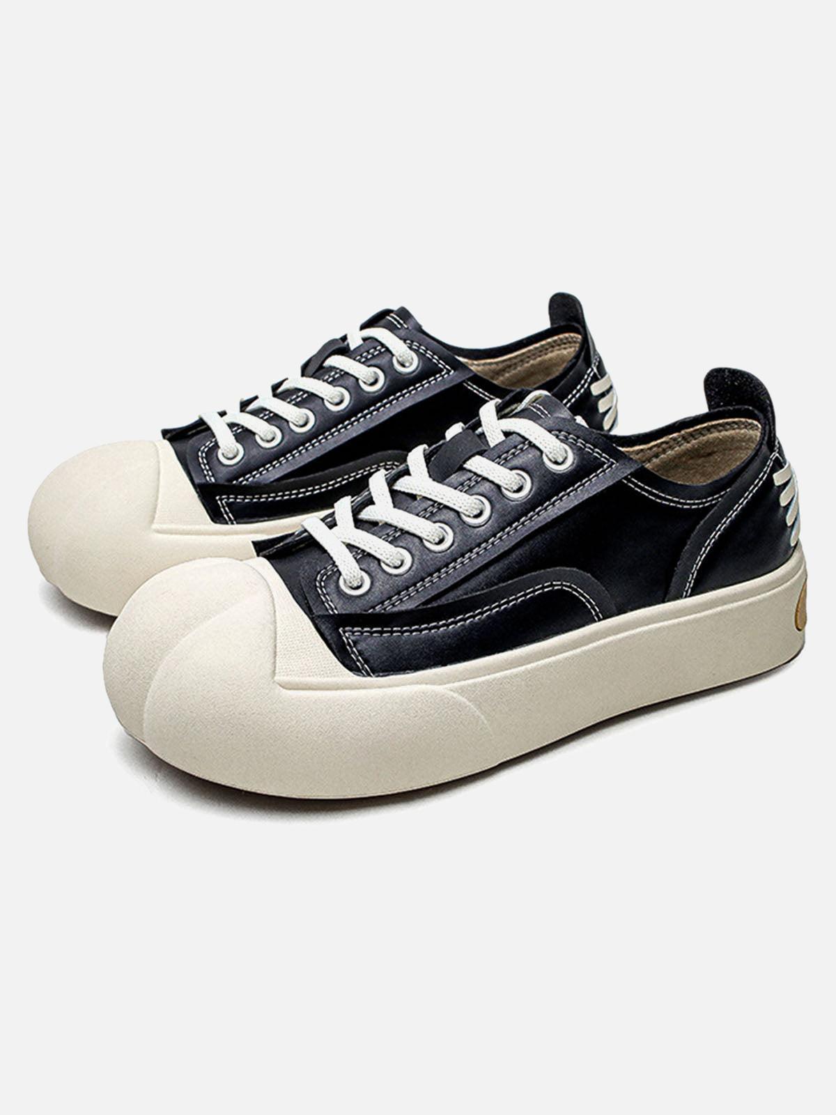 Deconstructed Distressed PU Leather Casual Shoes