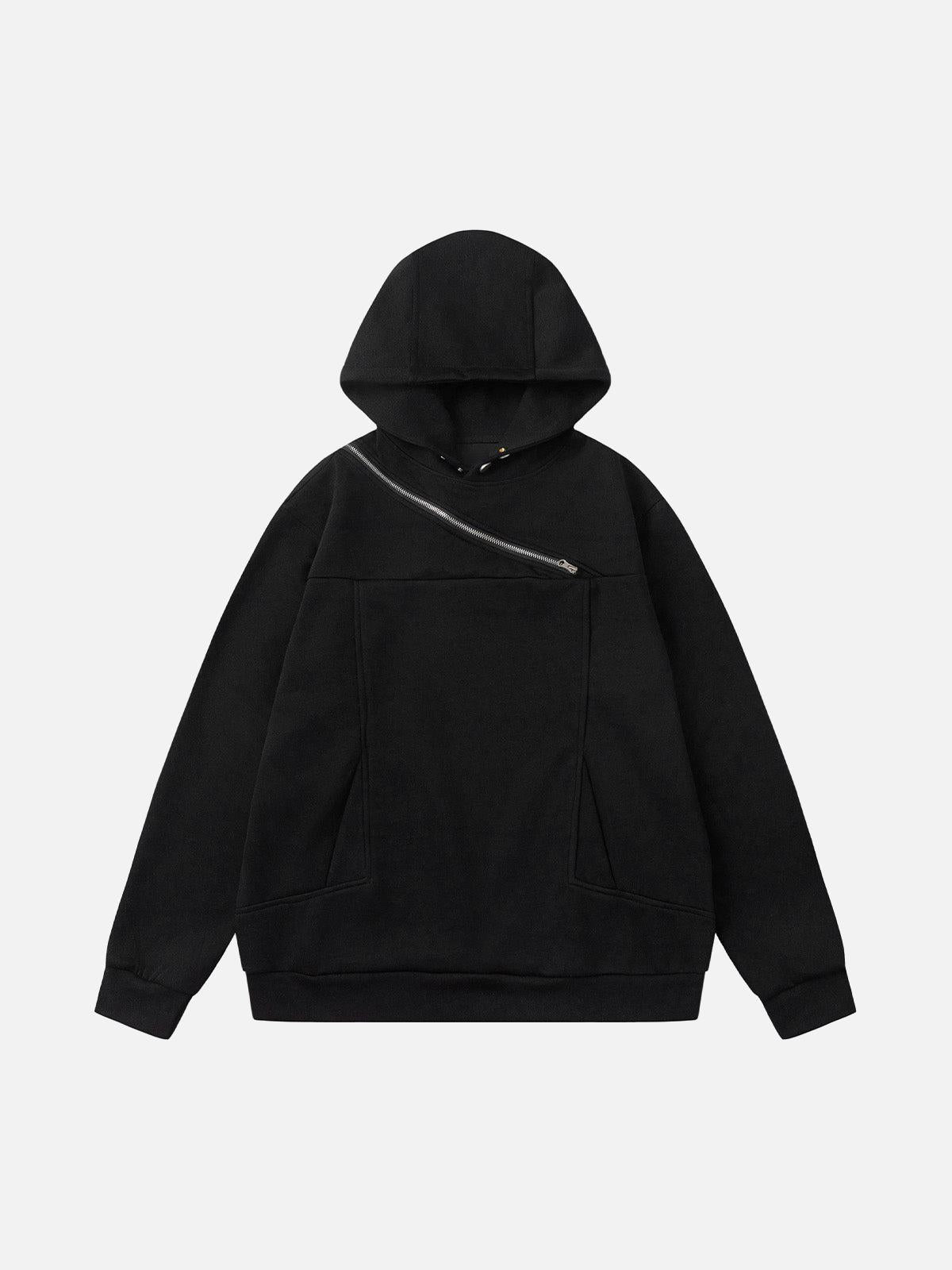 Deconstructed Rivet Angular-Zip Hoodie