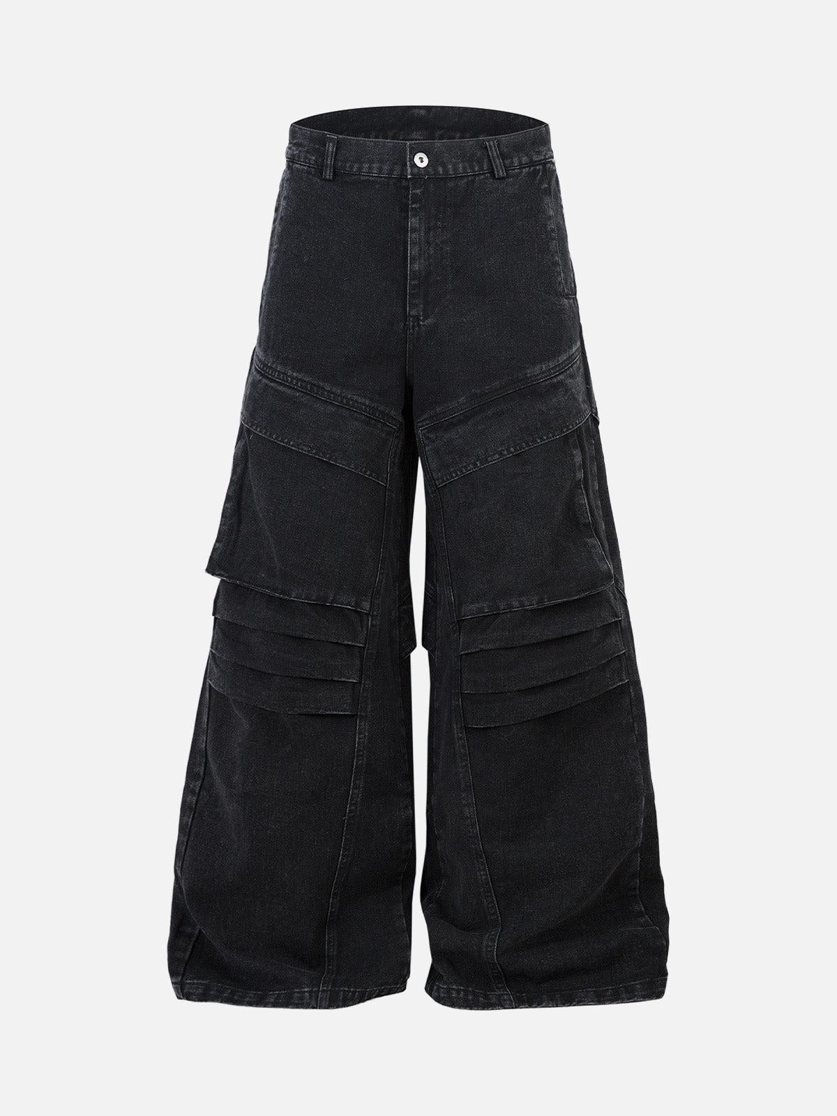 Deconstructed Split Pleated Pocket Cargo Jeans