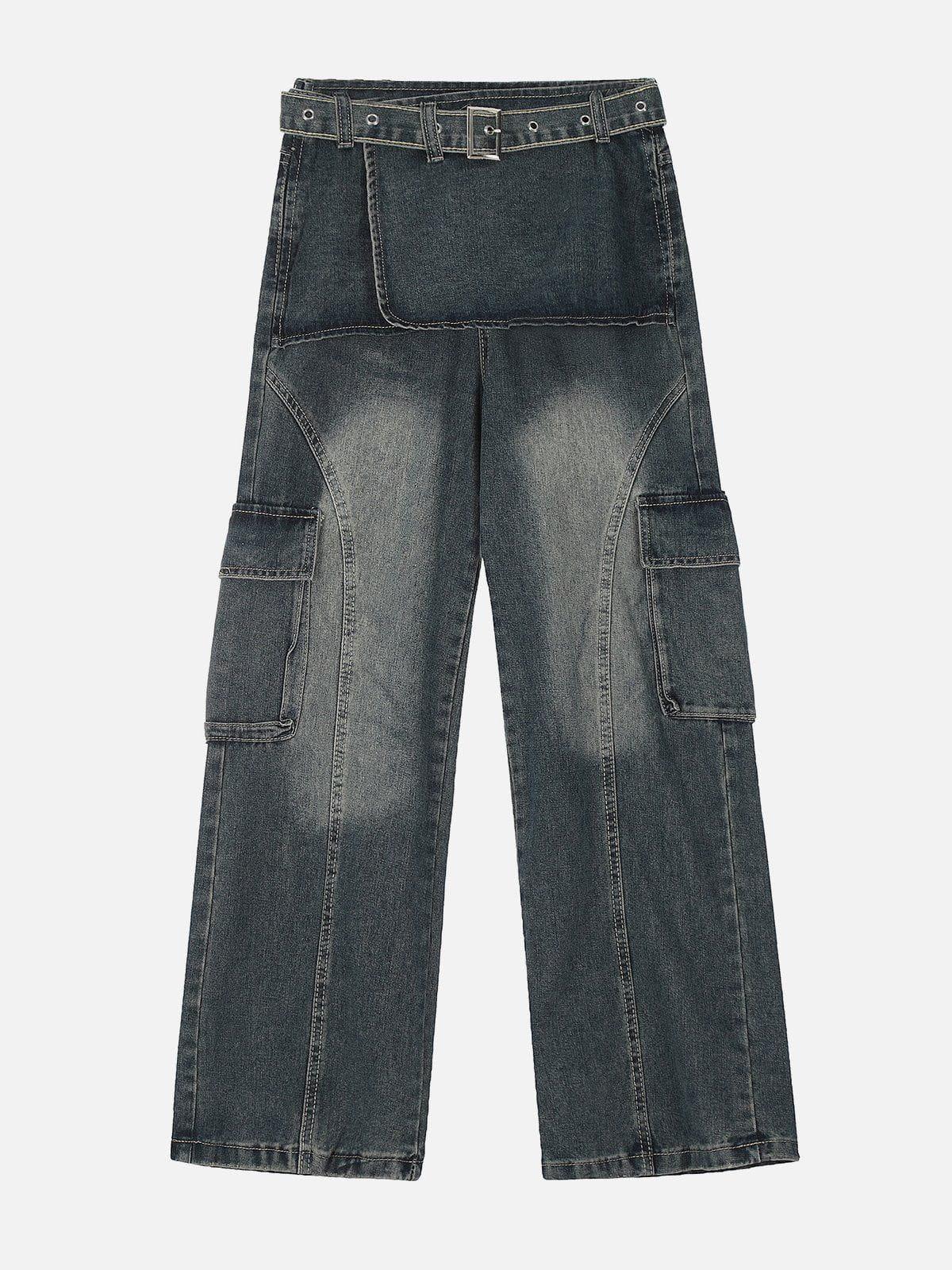 Deconstructive Washed Loose Jeans