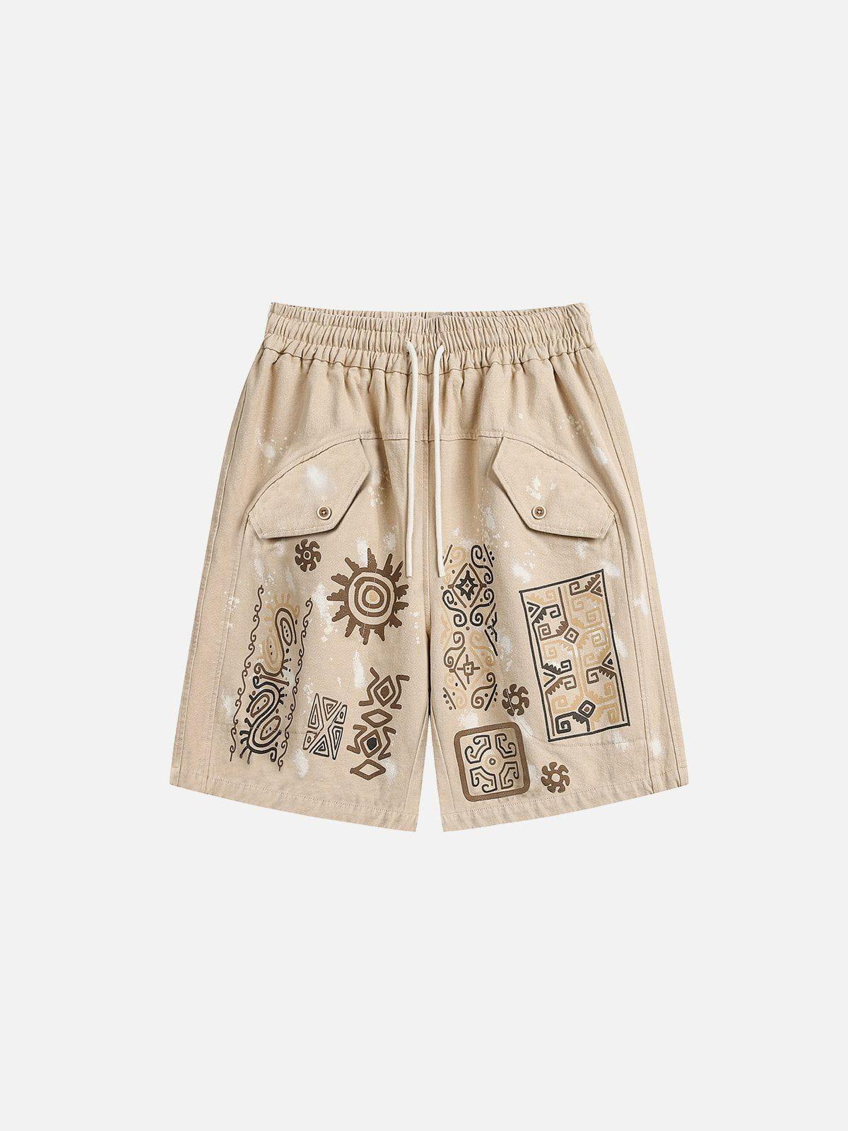 Desert Graffiti Print Shorts
