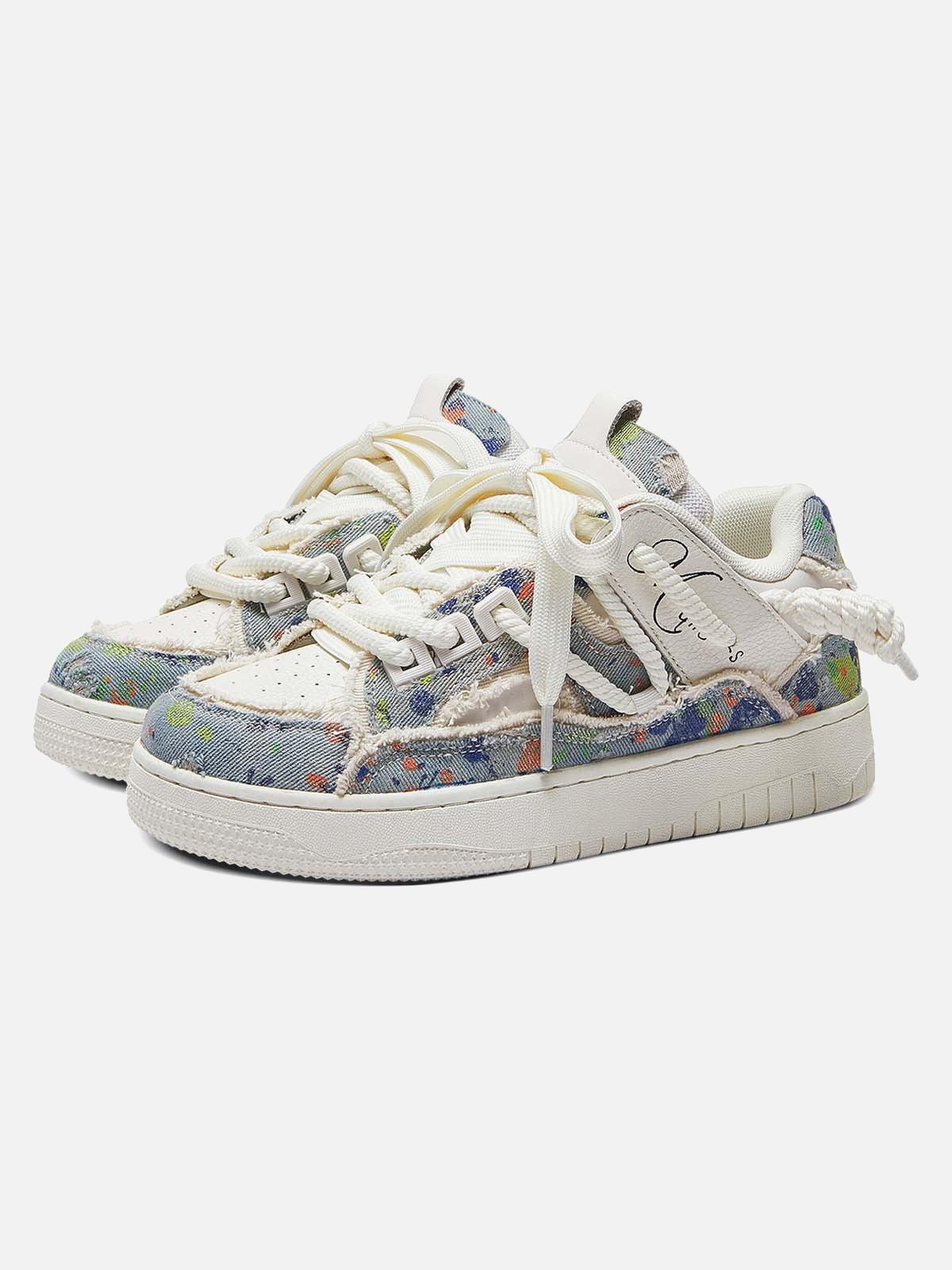 Destruction Series Tassel Contrast Color Sneakers