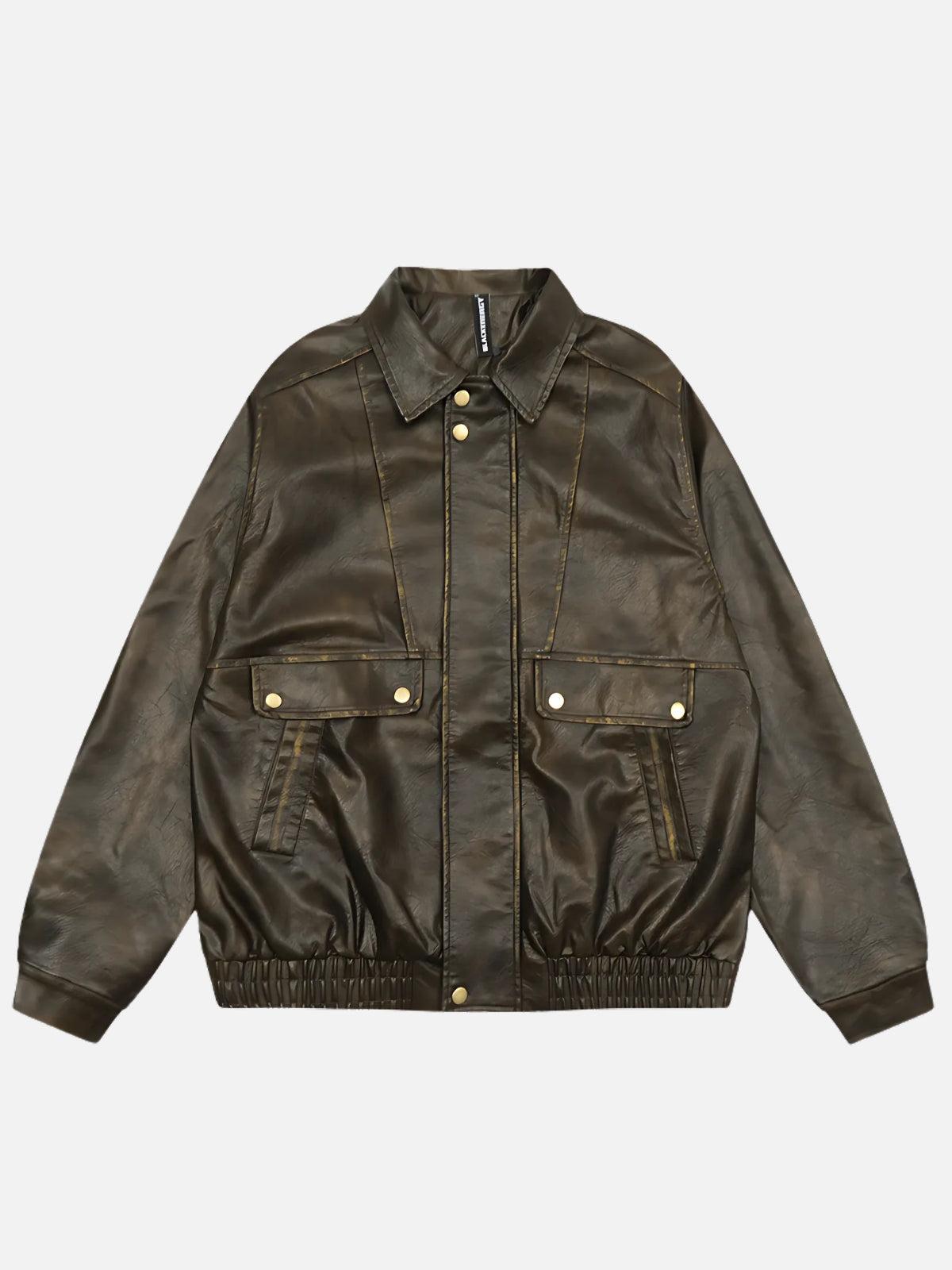 Dip-Dye Washed Faux Leather Jacket