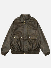 Dip-Dye Washed Faux Leather Jacket