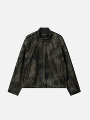 Dirt Color Faux Leather Jacket