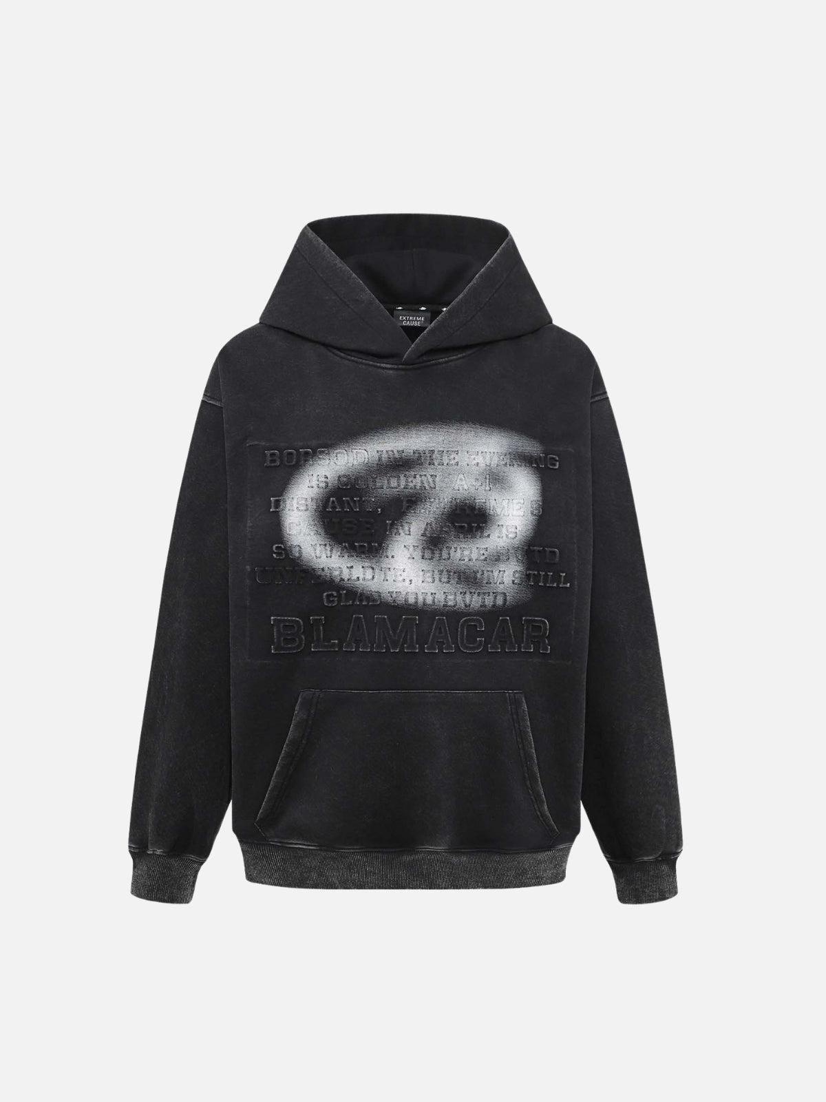 Distressed 3D Steel Print Hip-Hop Pullover Hoodie