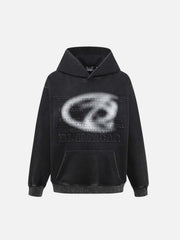 Distressed 3D Steel Print Hip-Hop Pullover Hoodie