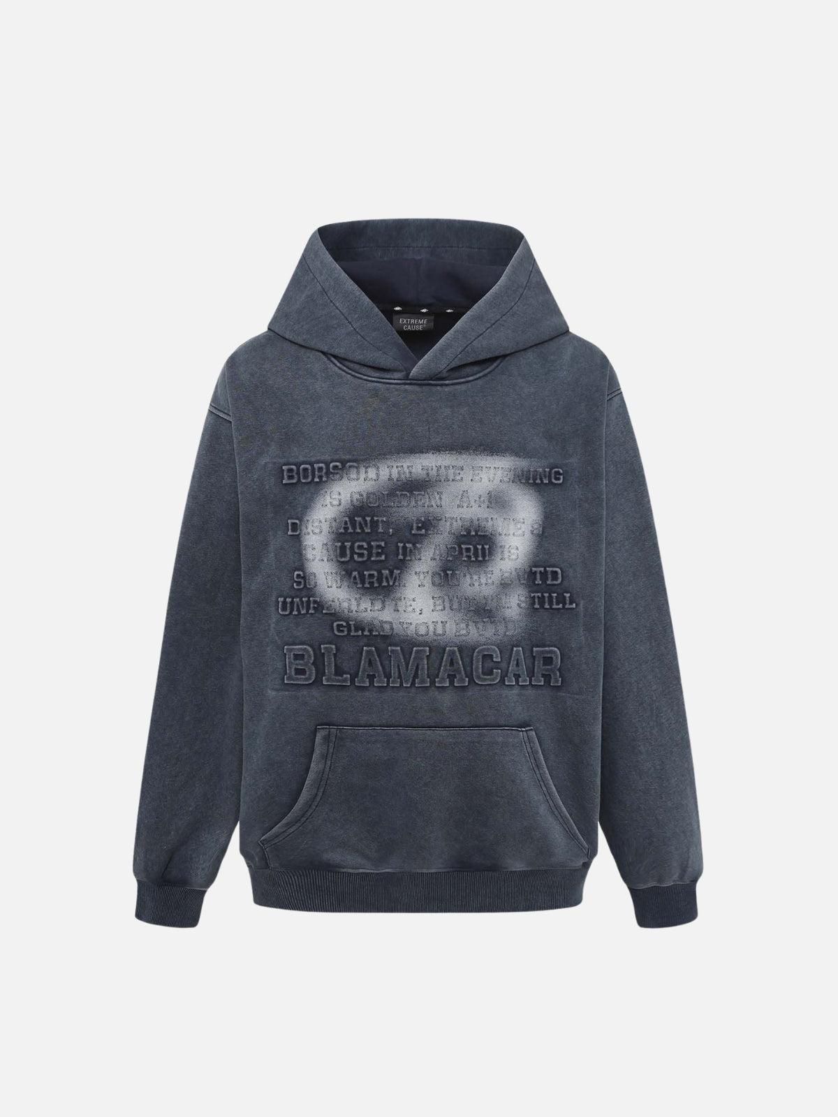 Distressed 3D Steel Print Hip-Hop Pullover Hoodie
