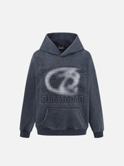 Distressed 3D Steel Print Hip-Hop Pullover Hoodie