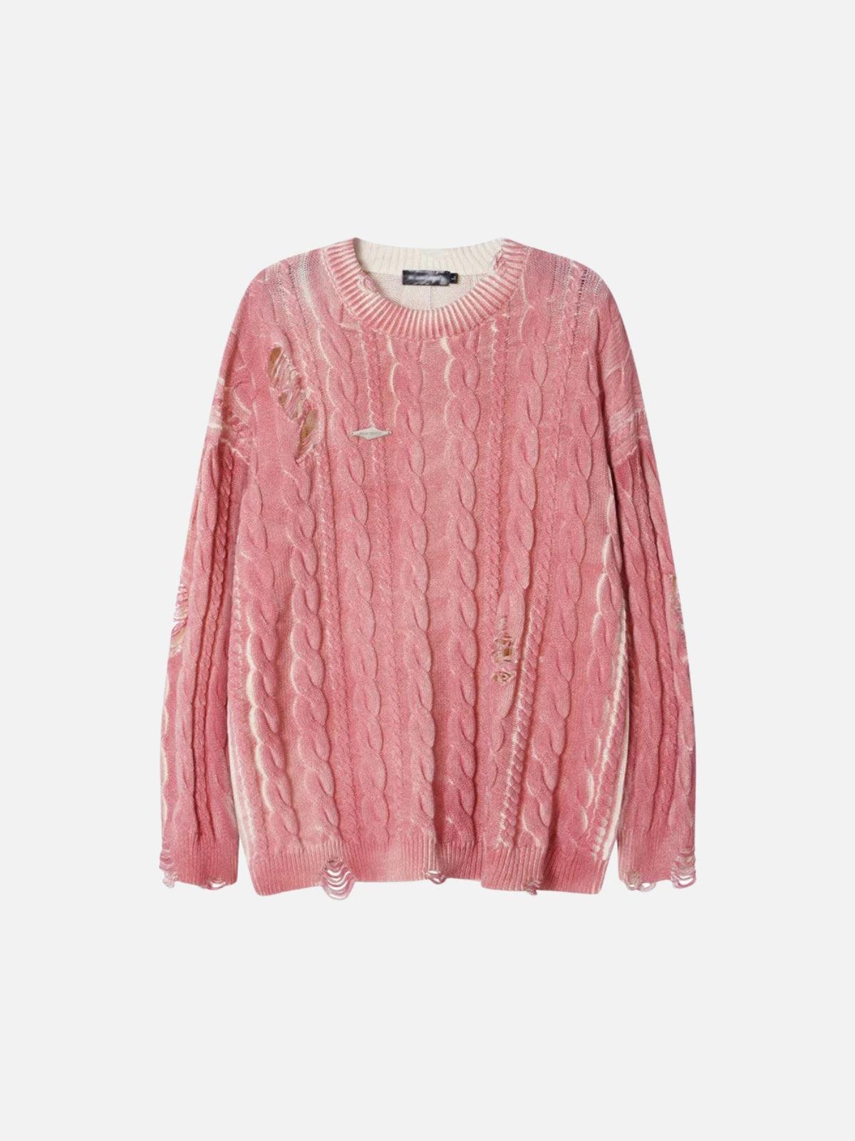 Distressed Cable Knit Sweater