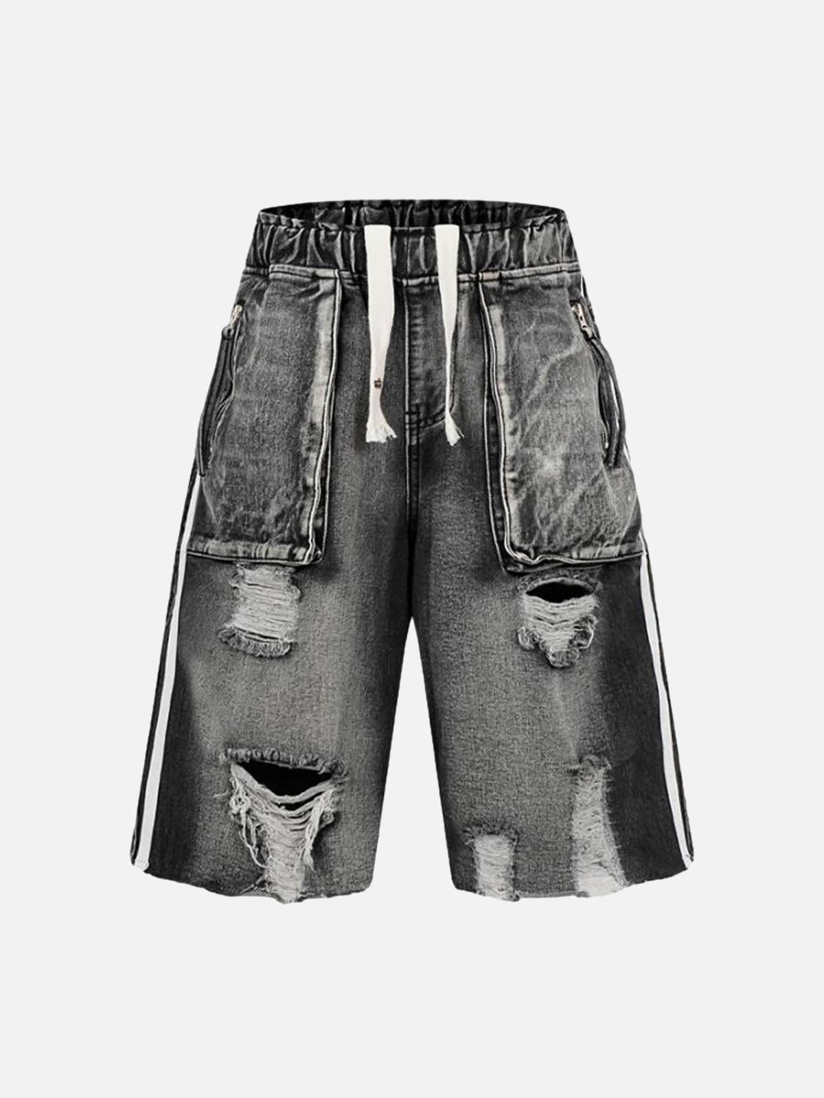 Distressed Cargo Denim Shorts