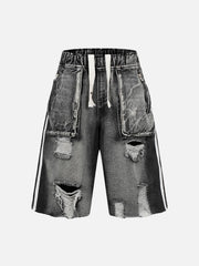 Distressed Cargo Denim Shorts