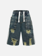 Distressed Cargo Denim Shorts