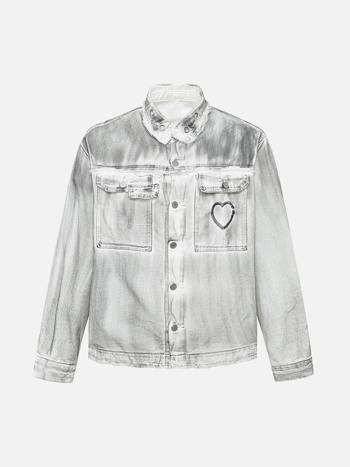 Distressed Denim Embroidery Jacket