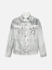 Distressed Denim Embroidery Jacket