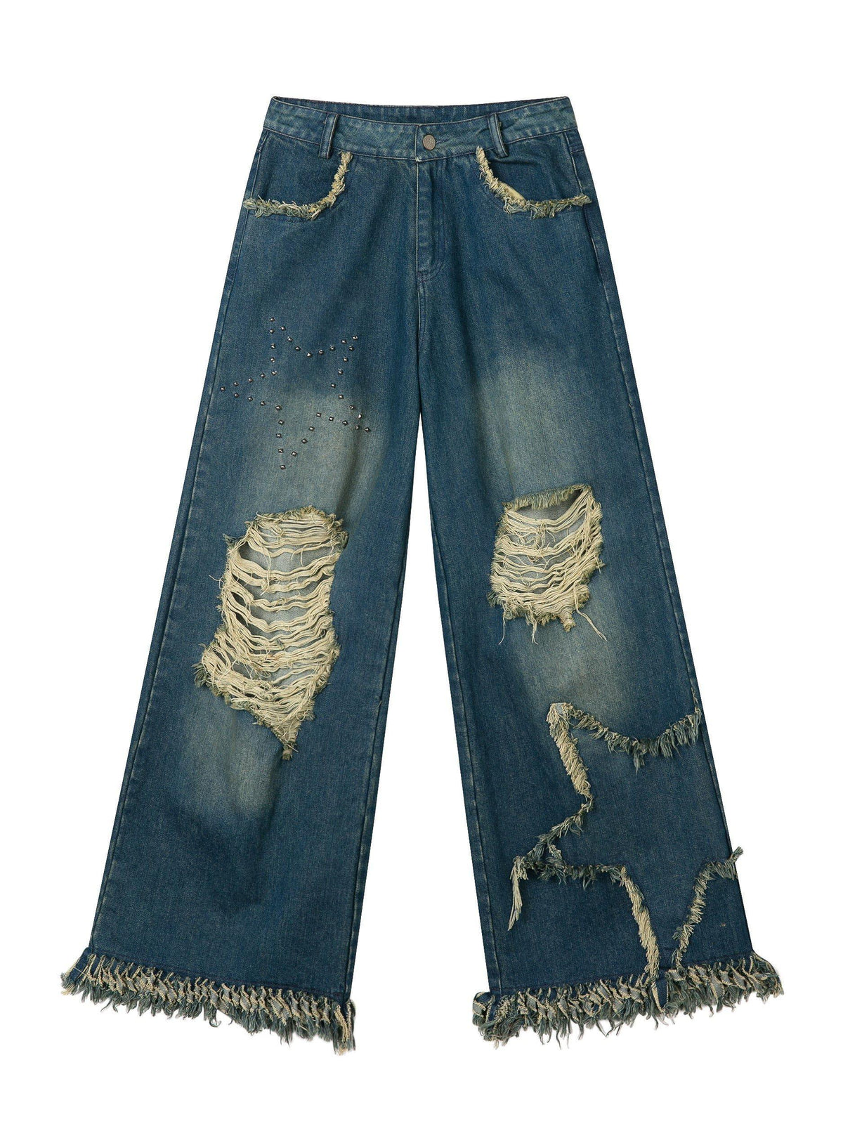 Distressed Fringe Star Jeans