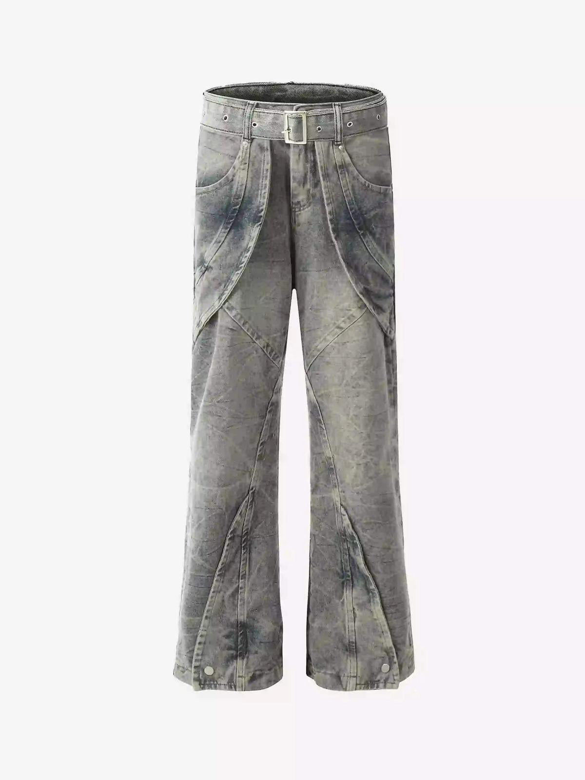 Distressed Punk Jeans With Metal Belt